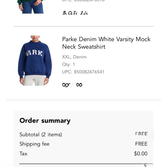 Parke Denim White Varsity Mock Neck Sweatshirt Size XXL, NWT - Picture 8 of 8